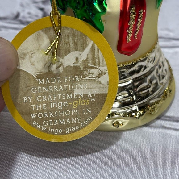 Inge Glas Christmas Heirloom Glass Bell Ornament Snow 1989 1st in Collection - Picture 6 of 8